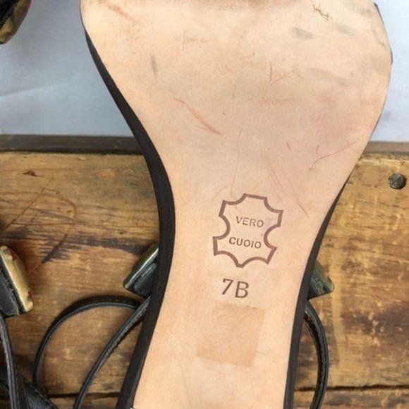 Charles David Beaded Brown Leather Sandals 7B - Picture 8 of 11